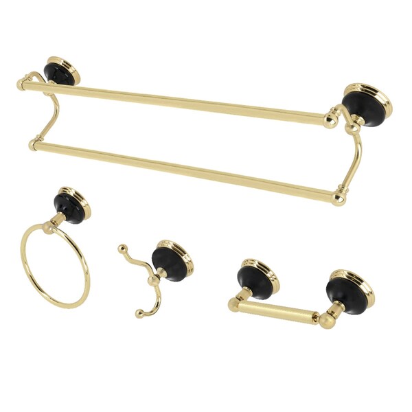 BAK9113478PB Water Onyx 4-Piece Bathroom Accessory Set, Polished Brass